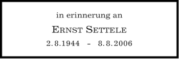 Todesanzeige von Ernst Settele von MERKUR & TZ
