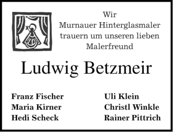 Todesanzeige von Ludwig Betzmeir von MERKUR & TZ