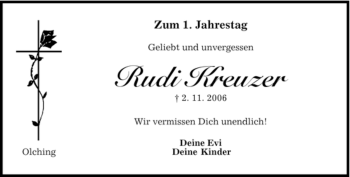 Todesanzeige von Rudi Kreuzer von MERKUR & TZ