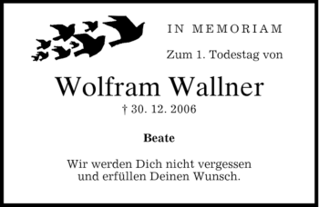 Todesanzeige von Wolfram Wallner von MERKUR & TZ