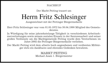 Todesanzeige von Jakob Probst von MERKUR & TZ