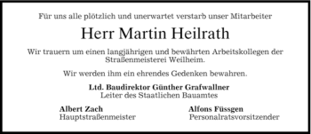 Todesanzeige von Martin Heilrath von MERKUR & TZ