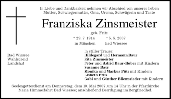 Todesanzeige von Bad Wiessee von MERKUR & TZ