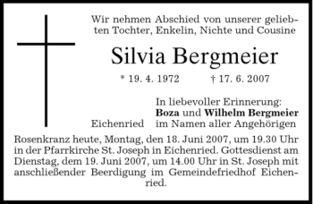 Todesanzeige von Silvia Bergmeier von MERKUR & TZ