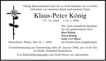 Todesanzeige von Klaus-Peter König von GARMISCH-PARTENK. TAGBLATT