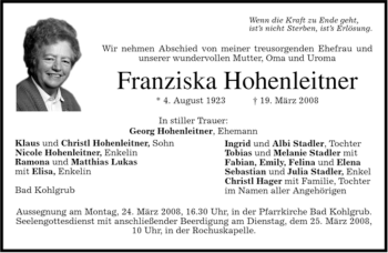 Todesanzeige von Dorothea Specht von MERKUR & TZ
