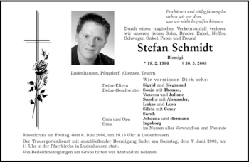 Todesanzeige von Stefan Schmidt von MERKUR & TZ