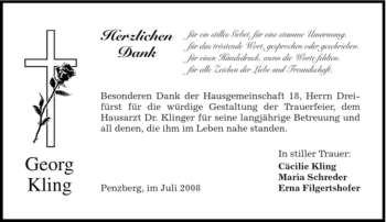 Todesanzeige von Georg Kling von MERKUR & TZ