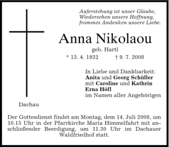 Todesanzeige von Anna Siller von HOLZKIRCHENER MERKUR