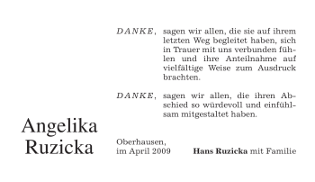 Todesanzeige von Angelika Ruzicka von MERKUR & TZ