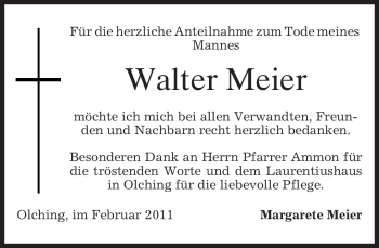 Todesanzeige von Walter Meier von MERKUR & TZ