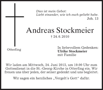 Todesanzeige von Andreas Stockmeier von merkurtz