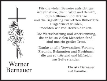 Todesanzeige von Werner Bernauer von MERKUR & TZ