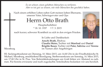 Todesanzeige von Otto Brath von merkurtz