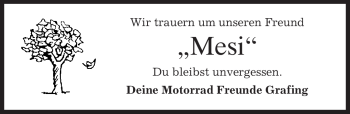 Todesanzeige von Mesi Unbekannt von MERKUR & TZ