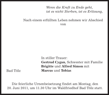 Todesanzeige von Martha Schumann von MERKUR & TZ