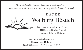 Todesanzeige von Walburg Bésuch von MERKUR & TZ
