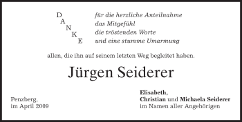 Todesanzeige von Jürgen Seiderer von MERKUR & TZ