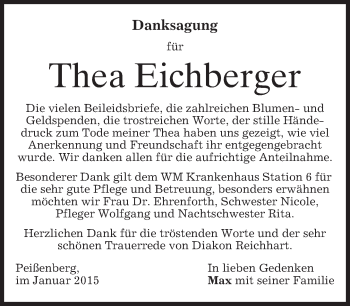Todesanzeige von Thea Eichberger von merkurtz