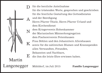 Todesanzeige von Martin Langenegger von merkurtz