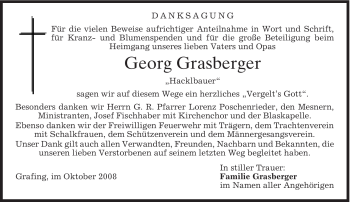 Todesanzeige von Georg Grasberger von MERKUR & TZ