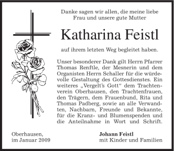 Todesanzeige von Katharina Feistl von MERKUR & TZ