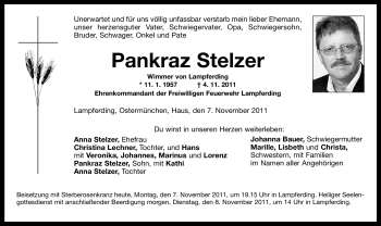 Todesanzeige von Pankraz Stelzer von MERKUR & TZ