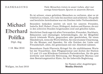Todesanzeige von Michael Eberhard Polifka von MERKUR & TZ