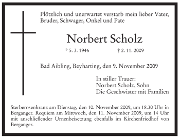 Todesanzeige von Norbert Scholz von MERKUR & TZ