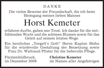 Todesanzeige von Horst Kemeter von MERKUR & TZ