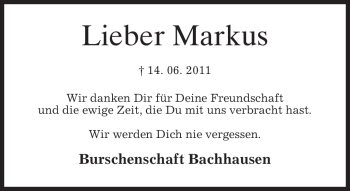 Todesanzeige von Markus Meier von MERKUR & TZ