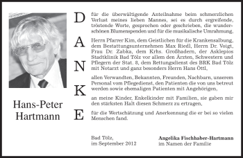 Todesanzeige von Hans-Peter Hartmann von merkurtz