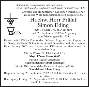 Todesanzeige von Simon Eding von merkurtz