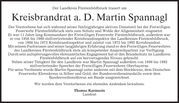Todesanzeige von Martin Spannagl von merkurtz