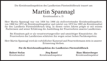 Todesanzeige von Martin Spannagl von merkurtz