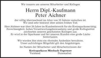 Todesanzeige von Peter Aichner von merkurtz