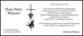 Todesanzeige von Hans Peter Mitterer von merkurtz