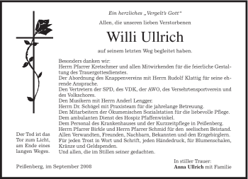 Todesanzeige von Willi Ullrich von MERKUR & TZ