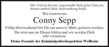 Todesanzeige von Conny Sepp von merkurtz