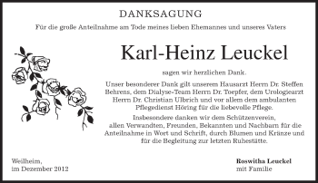 Todesanzeige von Karl-Heinz  Leuckel von merkurtz