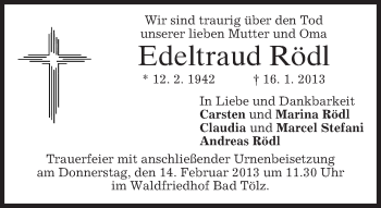 Todesanzeige von Edeltraud Rödl von merkurtz