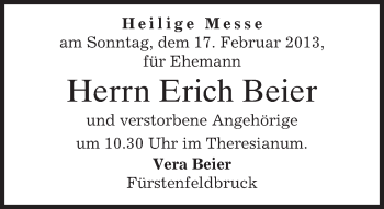 Todesanzeige von Erich Beier von merkurtz