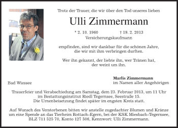 Todesanzeige von Ulli Zimmermann von merkurtz
