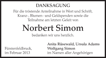 Todesanzeige von Norbert Simom von merkurtz