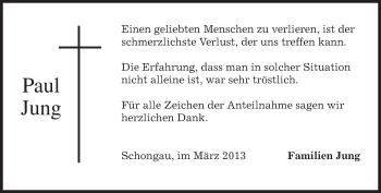 Todesanzeige von Paul Jung von merkurtz