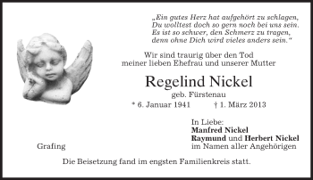 Todesanzeige von Regelind Nickel von merkurtz