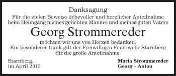 Todesanzeige von Georg Strommereder von merkurtz