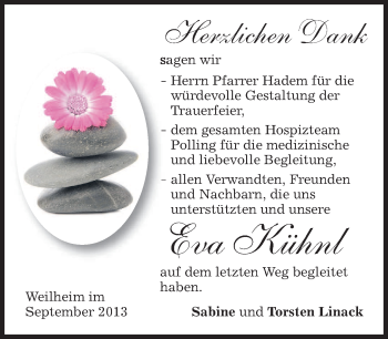 Todesanzeige von Eva Kühnl von merkurtz