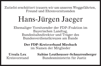 Todesanzeige von Hans-Jürgen Jaeger von merkurtz