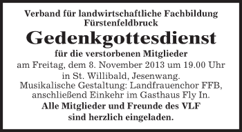 Todesanzeige von Gedenkgottesdienst Verband für landwirtschaftliche Fachbildung von merkurtz